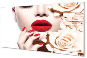 Üvegképek Roses vörös ajkak nő 100x50 cm