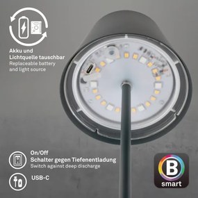 Briloner 7559015-LED RGB asztali lámpa COLORIS 3,5W/5V IP44 2000mAh Wi-Fi Tuya