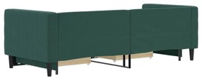 sötétzöld kihúzható bársony heverő fiókkal 80 x 200 cm