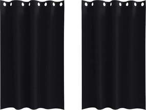 vidaXL Fekete Függöny Gyűrűkkel 2 pcs Fekete 175 x 140 cm Poliészter