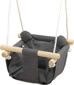 AIYAPLAY Baba Hinta 9-36 Hónapos Korig Állítható Kötéllel Párnázott Baba Hinta 70 kg-ig Belső és Külső Használatra 40x40x110-180 cm Sötétszürke | Aoso