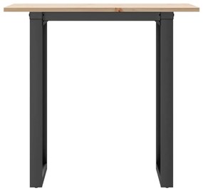 Tömör fenyőfa és acél étkezőasztal O-vázzal 80x50x75 cm