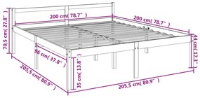 mézbarna tömör fenyőfa ágy időseknek 200 x 200 cm