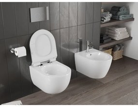 Mexen Carmen, falra akasztható wc csésze 490x365x340 mm, Perem nélküli Tornado + duroplast wc ülőke, fényes fehér, 30880100T