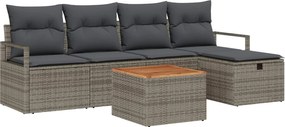 vidaXL Kerti Kanapé Szett párnával tárolóval 6 pcs Szürke Poli rattan