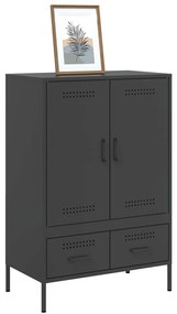 fekete acél magasszekrény 68 x 39 x 101,5 cm