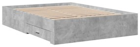 betonszürke szerelt fa ágykeret fiókokkal 120 x 200 cm