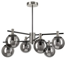 Csillár rúdon LILOU 6xE14/5W/230V matt króm/füstös
