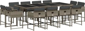 vidaXL 13 részes szürke polyrattan kerti ülőgarnitúra párnákkal