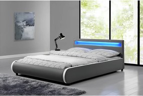 Franciaágy RGB LED világítással, szürke, 180x200, DULCEA