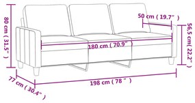 vidaXL 3 személyes krémszínű műbőr kanapé 180 cm