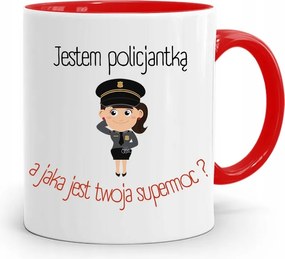 Piros Bögre Rendőrnőnek Szupererős, fényképes nyomattal