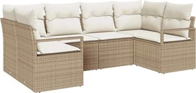 vidaXL Kerti Kanapé Szett párnával 6 pcs Beige és Fehér polirattan