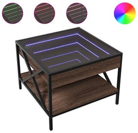 Barna tölgy végtelen hatású LED-es dohányzóasztal 50x50x38 cm
