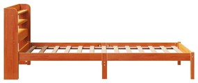 viaszbarna tömör fenyőfa ágykeret fejtámlával 100 x 200 cm