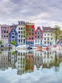 Poszter 60x80cm Amszterdami bérházak a csatorna partján, Assaf Frank