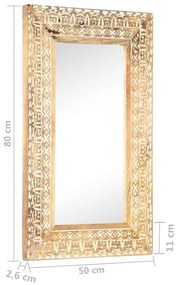 kézzel faragott tömör mangófa tükör 80 x 50 x 2,6 cm