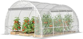 Outsunny 3×4×2 m alagút üvegház 2 feltekerhető ajtóval — acélváz, UV-álló PE takaró, 4 átlós merevítő, átlátszó | Aosom