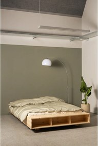 Natúr színű borovi fenyő franciaágy ágyráccsal 140x200 cm Merge – Karup Design