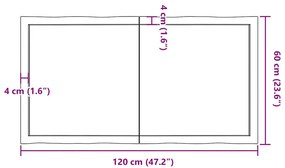 sötétbarna kezelt tömör asztallap 120x60x(2-4) cm