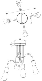 Felületre szerelhető csillár DOW 5xE14/60W/230V fekete/arany