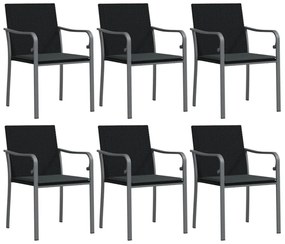 6 db fekete polyrattan kerti szék párnával 56x59x84 cm