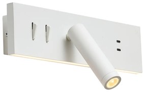 Állítható fehér fali lámpa USB-C csatlakozóval, LED-del - Modric