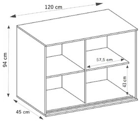 Tablet 2 120 Tolóajtós Komód 120cm, Sonoma Tölgy