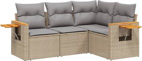 vidaXL 4 részes bézs polyrattan kerti ülőgarnitúra párnákkal