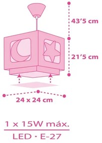 Dalber 63232S - Gyerek csillár zsinóron MOON LIGHT 1xE27/60W/230V