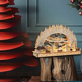 CLEMENT karácsonyi LED ív, 45x12,5x28cm, természetes barna Monzana