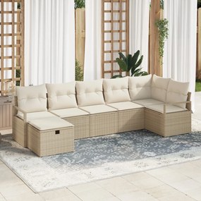 Kerti Kanapé Szett 7 pcs bézs és krémszínű 287 x 122 x 85 cm