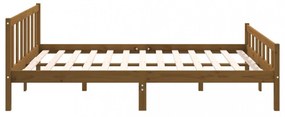 King Size mézbarna tömör fa ágykeret 150 x 200 cm