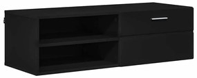 TV szekrény fiókkal polcokkal Fekete 100.5 x 39 x 30 cm Faanyag