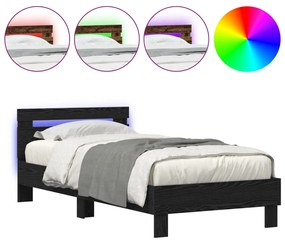 LED világítással ellátott ágykeret Fekete Tölgy 100x200 cm Mérnöki Fa