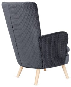 Füles Fotel Szürke Bársony Kárpittal. SANTOS