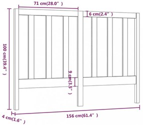 fekete tömör fenyőfa ágyfejtámla 156 x 4 x 100 cm