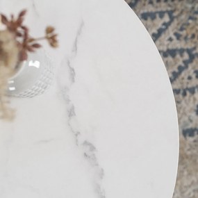 Dohányzóasztal, fehér márvány/fekete CONNY