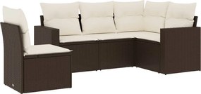 vidaXL 5 részes barna polyrattan kerti ülőgarnitúra párnával