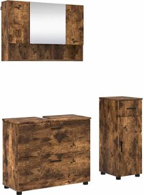 vidaXL Fürdőszoba bútor szett 3 pcs Füstölt tölgy Mérnöki fa és fém