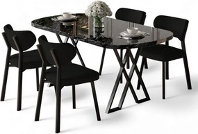 Axton étkezőgarnitúra, fekete márvány-fekete, 168 cm – TR240CHR2704