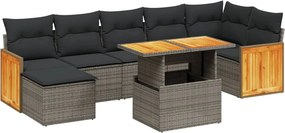 vidaXL 8 részes szürke polyrattan kerti ülőgarnitúra párnákkal