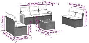 8 részes szürke polyrattan kerti ülőgarnitúra párnákkal