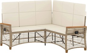 vidaXL Kerti dönthető kanapé szett Állítható Beige és Krémszínű