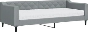 vidaXL világosszürke szövet kanapéágy matraccal 80 x 200 cm