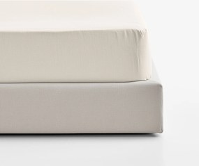 Goldea lenvászon keveréket tartalmazó körgumis lepedő - elefántcsont 120 x 200 cm