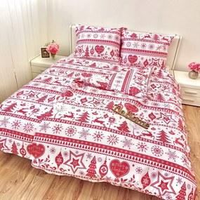 Pamut ágyneműk Karácsonyi ágyneműk Christmas piros TiaHome - 1x Párna 90x70cm, 1x Paplan 140x200cm