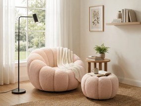 Forgatható design karosszék BLOOM zsámollyal, világos rózsaszín