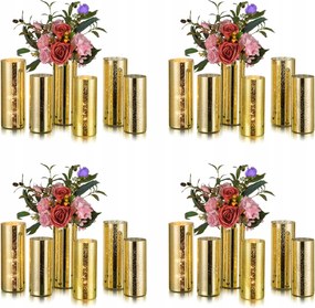 Hewory 2 db üveg gyertyatartó váza arany higany dekoratív