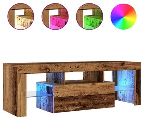 antik fa színű szerelt fa TV-szekrény LED-ekkel 120x36,5x40 cm